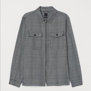 New H&M plaid Shirt Jacket size M Black Gray